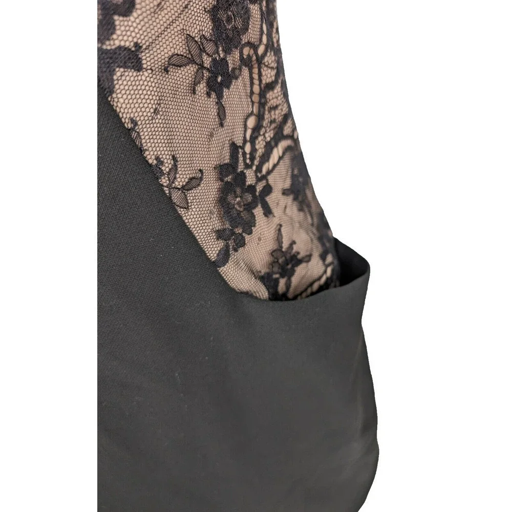 BCBG Max Azria "Avrey" NWT Black Beige Mesh Lace Nude Lining Dress 8 - Picture 6 of 13